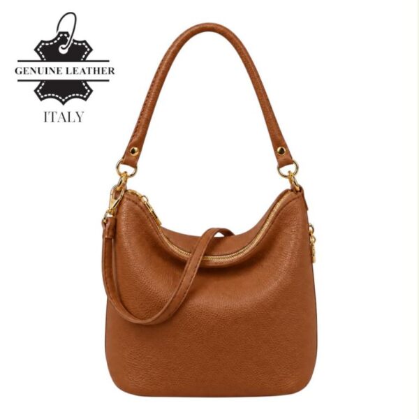 Bolso de Hombro de Mujer Piel Italiana con Cremalleras Laterales Decorativas - Imagen 12
