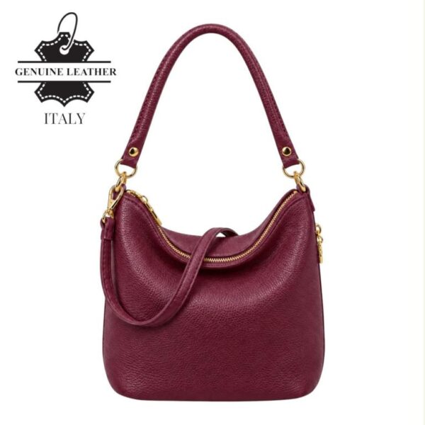 Bolso de Hombro de Mujer Piel Italiana con Cremalleras Laterales Decorativas - Imagen 4
