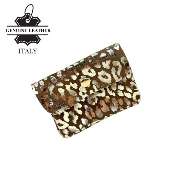 Monedero Efecto Brillante en Piel con Diseño Leopardo y 3 compartimentos para Mujer - Imagen 4