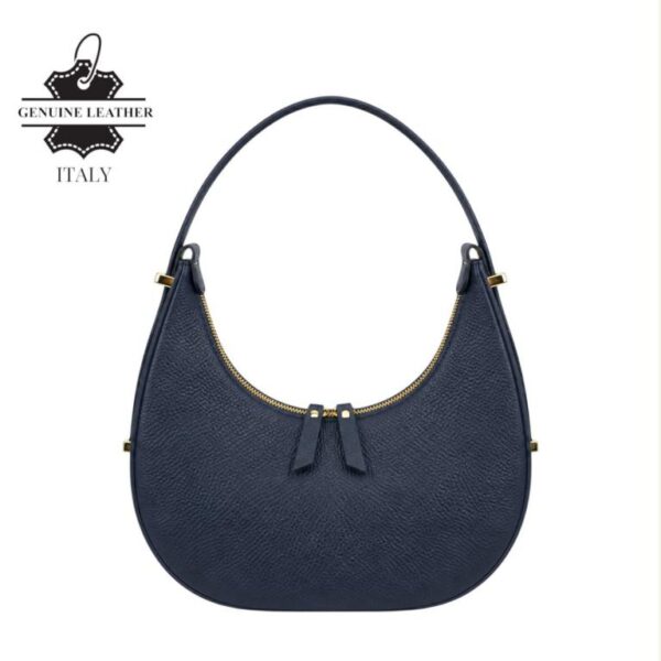 Bolso de Mano en Piel Italiana con Diseño Medialuna, Asa Ajustable y 2 Cremalleras Mujer - Imagen 6
