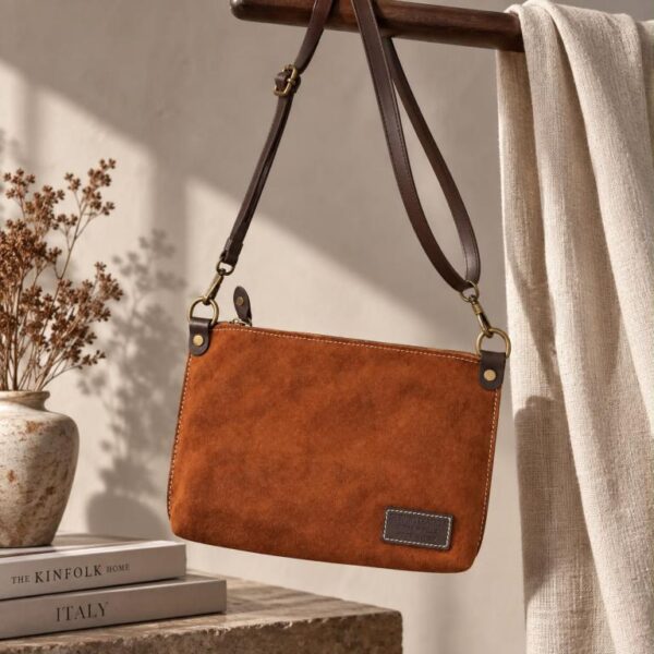 Bolso Bandolera de Mujer en Piel de Serraje Italiana para Universidad con Elegante Diseño - Imagen 13