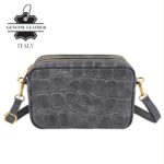 Bolso Bandolera Serraje Italiano con Diseño Croco y 2 Cremalleras para Mujer - Imagen 4