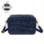 Bolso Bandolera Serraje Italiano con Diseño Croco y 2 Cremalleras para Mujer - Imagen 6