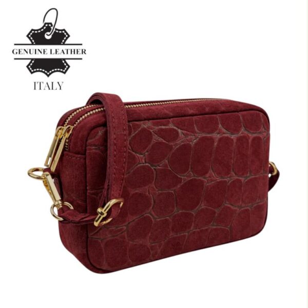 Bolso Bandolera Serraje Italiano con Diseño Croco y 2 Cremalleras para Mujer - Imagen 13