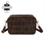 Bolso Bandolera Serraje Italiano con Diseño Croco y 2 Cremalleras para Mujer - Imagen 9