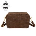 Bolso Bandolera Serraje Italiano con Diseño Croco y 2 Cremalleras para Mujer - Imagen 10