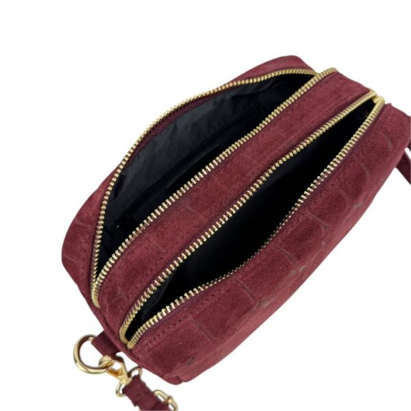 Bolso Bandolera Serraje Italiano con Diseño Croco y 2 Cremalleras para Mujer - Imagen 15
