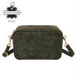 Bolso Bandolera Serraje Italiano con Diseño Croco y 2 Cremalleras para Mujer - Imagen 11