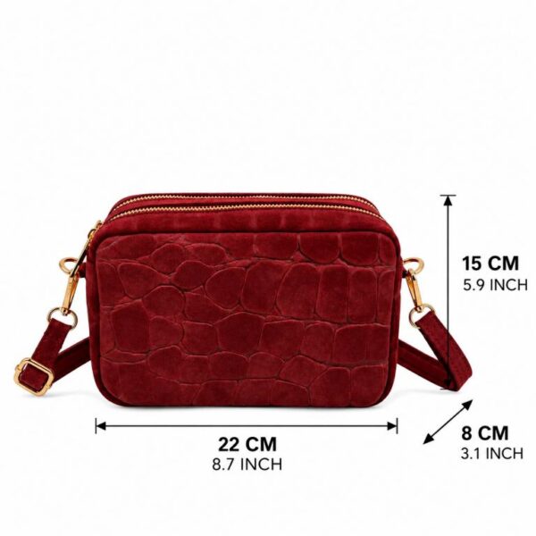 Bolso Bandolera Serraje Italiano con Diseño Croco y 2 Cremalleras para Mujer - Imagen 14