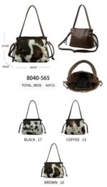 Bolso de Hombro para Mujer con Frontal Pelo Sintético Animal Print y Asa con Tachuelas - Imagen 4