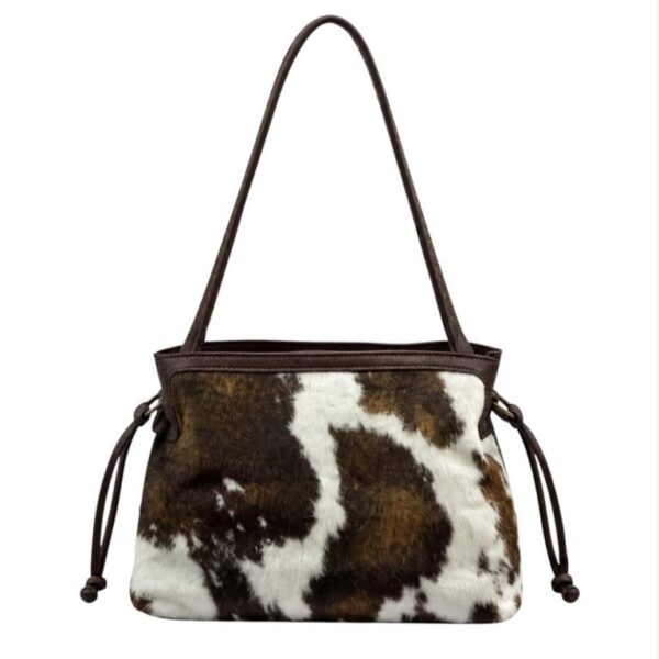 Bolso de Hombro para Mujer con Frontal Pelo Sintético Animal Print y Asa con Tachuelas - Imagen 3