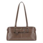 Bolso de Hombro Sintético con Frontal Decorativo tipo Cinturón y Asas Largas para Mujer