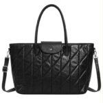 Bolso de Mano Sintético Acolchado de Mujer con Mini Solapa de Botón y Gran Capacidad - Imagen 3