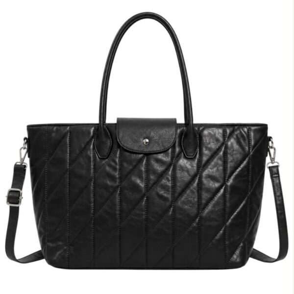 Bolso de Mano Sintético Acolchado de Mujer con Mini Solapa de Botón y Gran Capacidad - Imagen 3