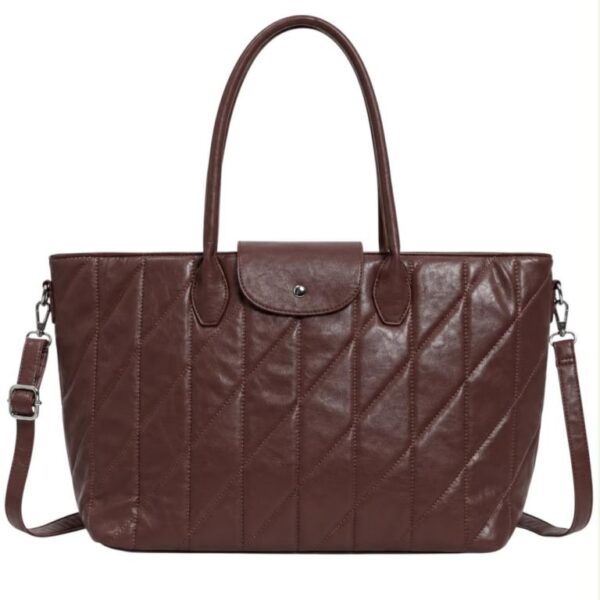 Bolso de Mano Sintético Acolchado de Mujer con Mini Solapa de Botón y Gran Capacidad - Imagen 4