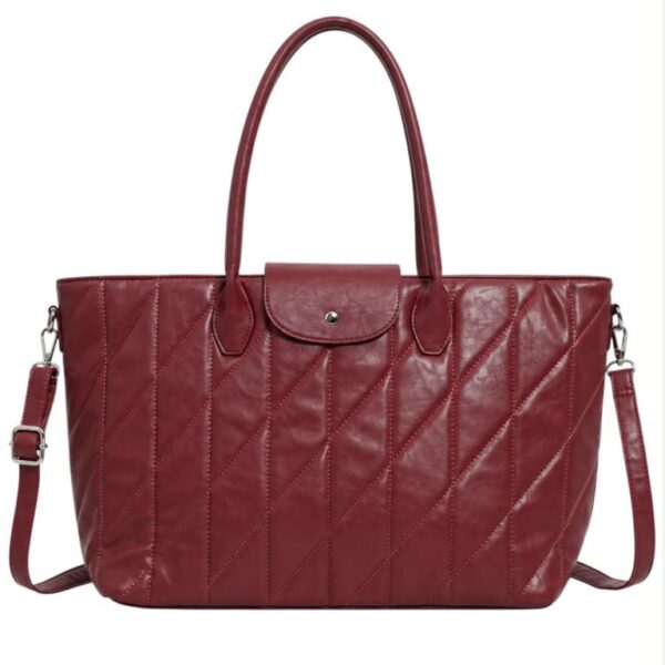 Bolso de Mano Sintético Acolchado de Mujer con Mini Solapa de Botón y Gran Capacidad - Imagen 6