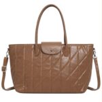 Bolso de Mano Sintético Acolchado de Mujer con Mini Solapa de Botón y Gran Capacidad