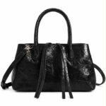 Bolso de Mano Sintético con 3 Compartimentos y Cremalleras con Tiras Largas Decorativas - Imagen 3