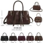 Bolso de Mano Sintético con 3 Compartimentos y Cremalleras con Tiras Largas Decorativas