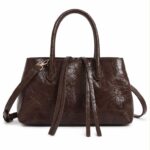 Bolso de Mano Sintético con 3 Compartimentos y Cremalleras con Tiras Largas Decorativas - Imagen 5