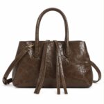 Bolso de Mano Sintético con 3 Compartimentos y Cremalleras con Tiras Largas Decorativas - Imagen 2