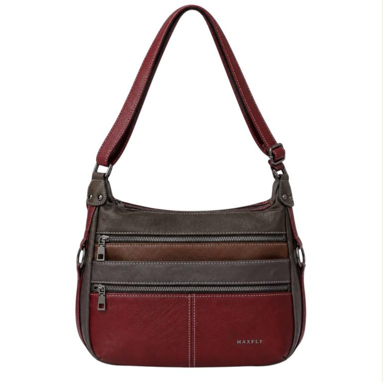 CGA9828A-Wine Bolso de Hombro Sintético Maxfly con Diseño Multicolor y 6 Cremalleras para Mujer - Imagen 1