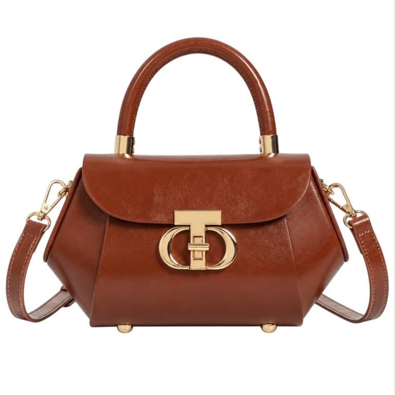CGA9960-389-Marrón Bolso de Mano Sintético con Forma Hexagonal y Solapa de Giro Frontal para Mujer - Imagen 1