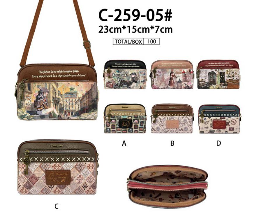 CGC259-05-All Bolso Bandolera Sintético Muñeca Sweet Candy con 4 Bolsillos con Cremallera para Mujer - Imagen 1