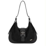 Amplio Bolso de Hombro Sintético tipo Hobo Coveri Collection de Mujer con Solapa tipo Cinturón - Imagen 4