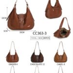 Amplio Bolso de Hombro Sintético tipo Hobo Coveri Collection de Mujer con Solapa tipo Cinturón
