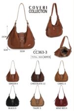 Amplio Bolso de Hombro Sintético tipo Hobo Coveri Collection de Mujer con Solapa tipo Cinturón - Imagen 7