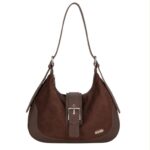 Amplio Bolso de Hombro Sintético tipo Hobo Coveri Collection de Mujer con Solapa tipo Cinturón - Imagen 5