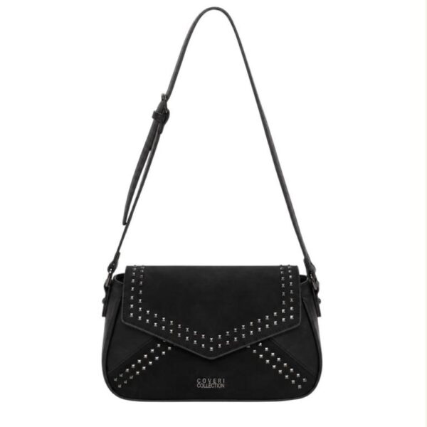 Bolso Bandolera Sintético Coveri Collection de Mujer con Solapa de Tachuelas y 2 Materiales - Imagen 6