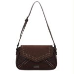 Bolso Bandolera Sintético Coveri Collection de Mujer con Solapa de Tachuelas y 2 Materiales - Imagen 3