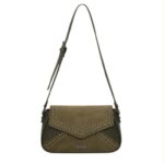 Bolso Bandolera Sintético Coveri Collection de Mujer con Solapa de Tachuelas y 2 Materiales