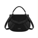Bolso de Mano Sintético Coveri Collection con Solapa de Tachuelas y 2 Materiales para Mujer - Imagen 6
