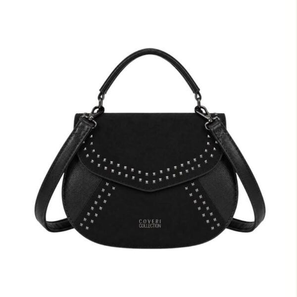 Bolso de Mano Sintético Coveri Collection con Solapa de Tachuelas y 2 Materiales para Mujer - Imagen 6