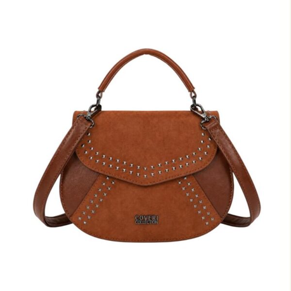 Bolso de Mano Sintético Coveri Collection con Solapa de Tachuelas y 2 Materiales para Mujer - Imagen 4