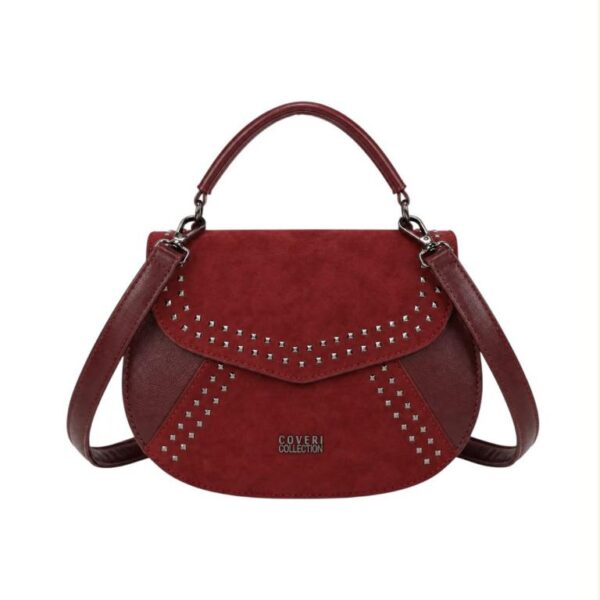 Bolso de Mano Sintético Coveri Collection con Solapa de Tachuelas y 2 Materiales para Mujer - Imagen 2