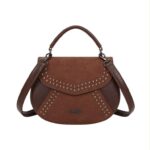 Bolso de Mano Sintético Coveri Collection con Solapa de Tachuelas y 2 Materiales para Mujer