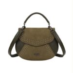 Bolso de Mano Sintético Coveri Collection con Solapa de Tachuelas y 2 Materiales para Mujer - Imagen 3