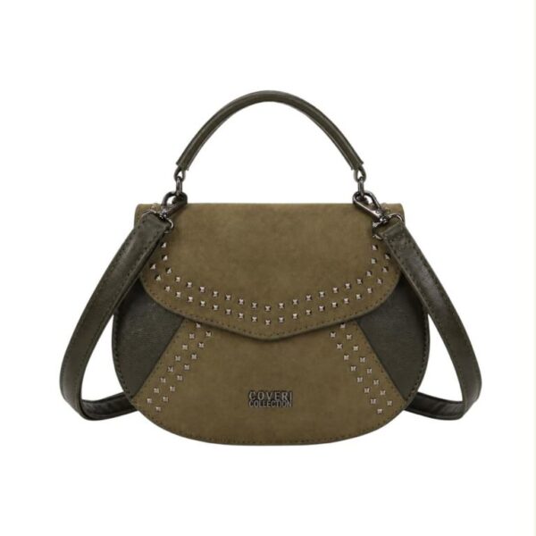 Bolso de Mano Sintético Coveri Collection con Solapa de Tachuelas y 2 Materiales para Mujer - Imagen 3