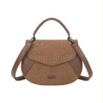 Bolso de Mano Sintético Coveri Collection con Solapa de Tachuelas y 2 Materiales para Mujer - Imagen 5