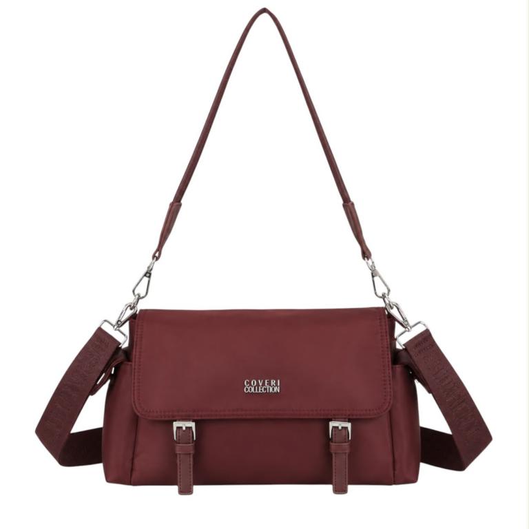 CGCC5056-67-Wine Bolso Bandolera en Nylon Coveri Collection con Solapas Laterales y Frontal para Mujer - Imagen 1
