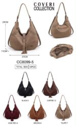 Amplio Bolso de Hombro Sintético Hobo Coveri Collection con Mini Solapa de Flecos y Tachuelas Decorativas - Imagen 6