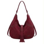 Amplio Bolso de Hombro Sintético Hobo Coveri Collection con Mini Solapa de Flecos y Tachuelas Decorativas - Imagen 4