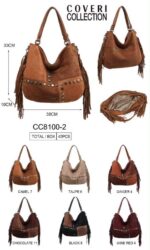 Bolso de Hombro Sintético Hobo Coveri Collection con Diseño Cuadrados Frontales y Tachuelas Decorativas - Imagen 7