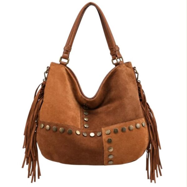 Bolso de Hombro Sintético Hobo Coveri Collection con Diseño Cuadrados Frontales y Tachuelas Decorativas - Imagen 3