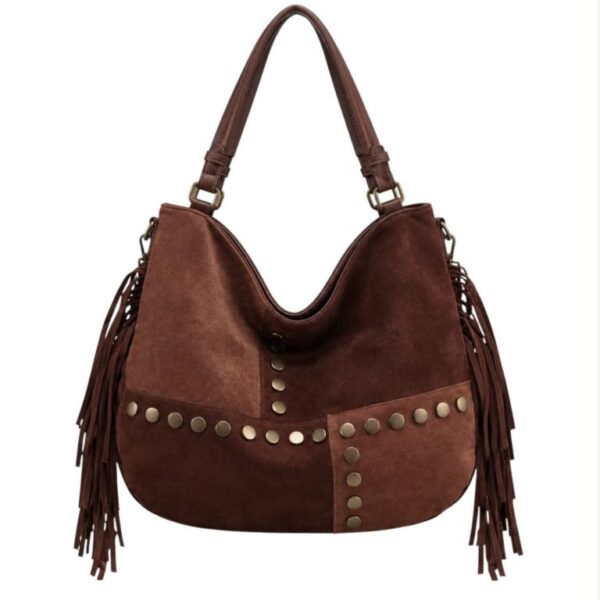 Bolso de Hombro Sintético Hobo Coveri Collection con Diseño Cuadrados Frontales y Tachuelas Decorativas - Imagen 6