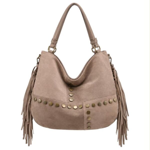 Bolso de Hombro Sintético Hobo Coveri Collection con Diseño Cuadrados Frontales y Tachuelas Decorativas - Imagen 2